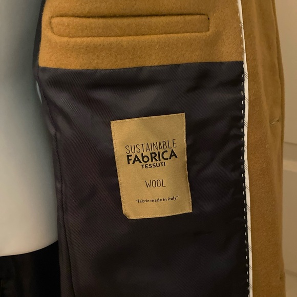 Zara Wool Blend Collared Classic  Camel Coat Medium - Picture 10 of 11